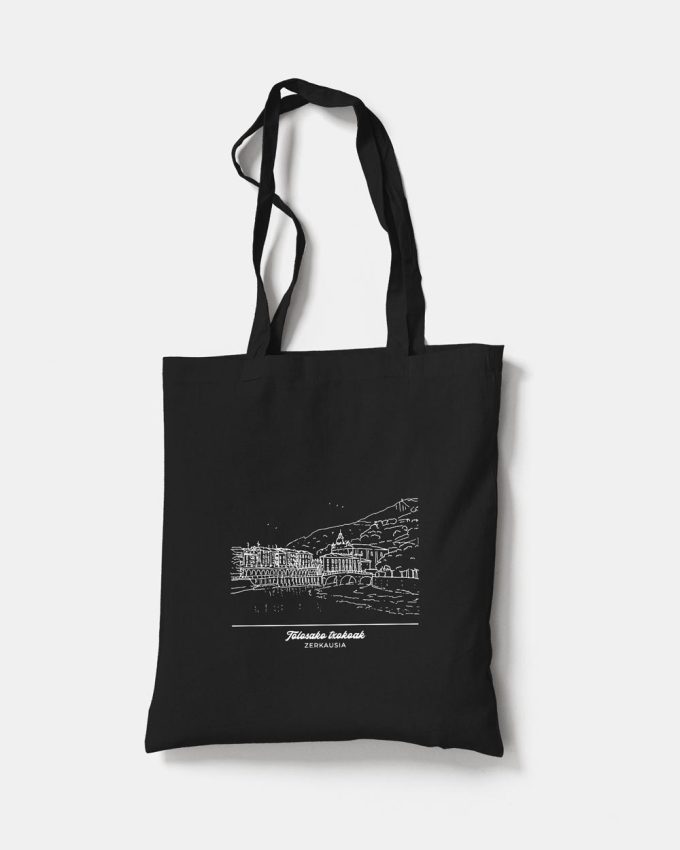 Tote bag negra con fotografía del Tinglado, Tolosa