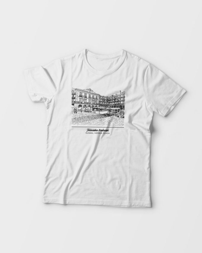 Camiseta blanca con fotografía de la Plaza Euskal Herria, Tolosa