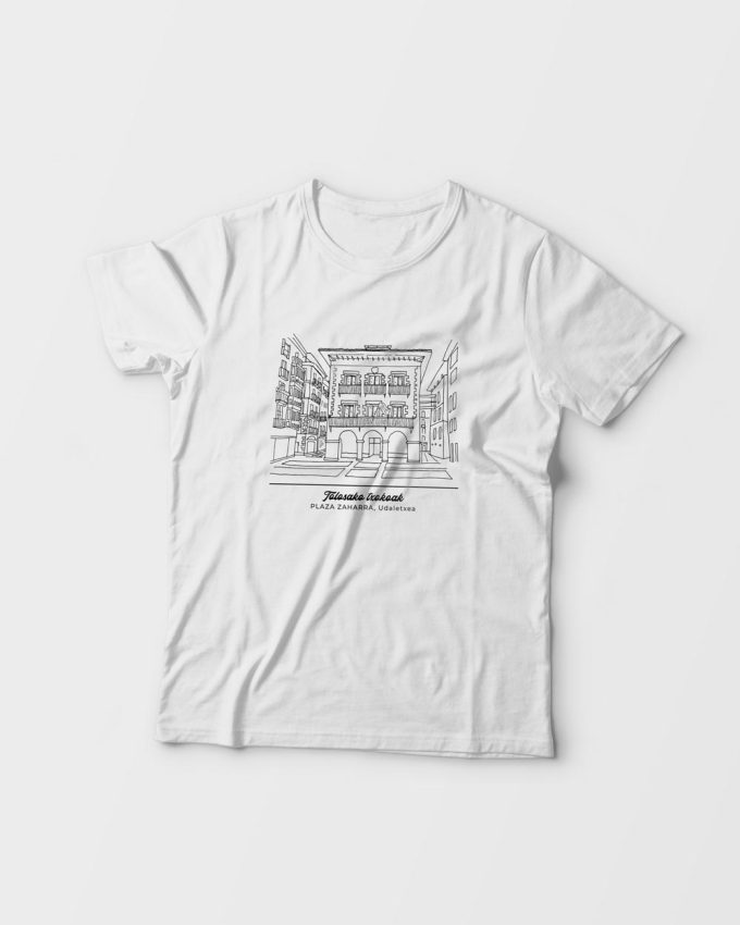 Camiseta blanca con fotografía de la Plaza Vieja, Tolosa