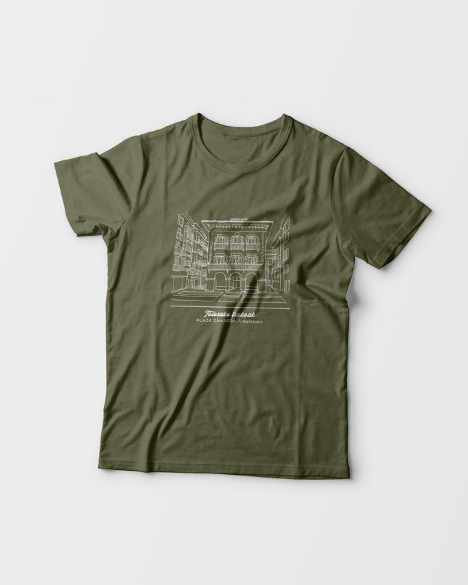 Camiseta caqui con fotografía de la Plaza Vieja, Tolosa