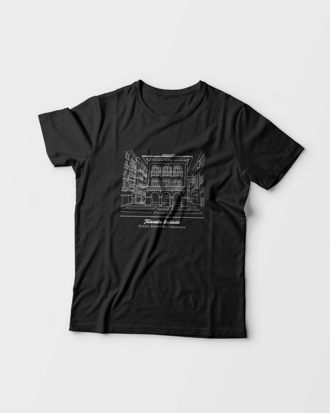 Camiseta negra con fotografía de la Plaza Vieja, Tolosa