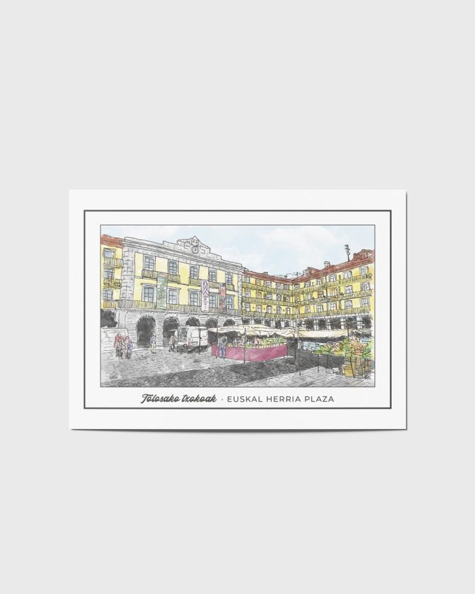 Postal con fotografía de la Plaza Euskal Herria, Tolosa